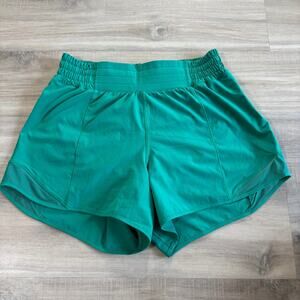 Lululemon Hotty Hot High-Rise Lined Short 4" Cascadia Green Women Size 6